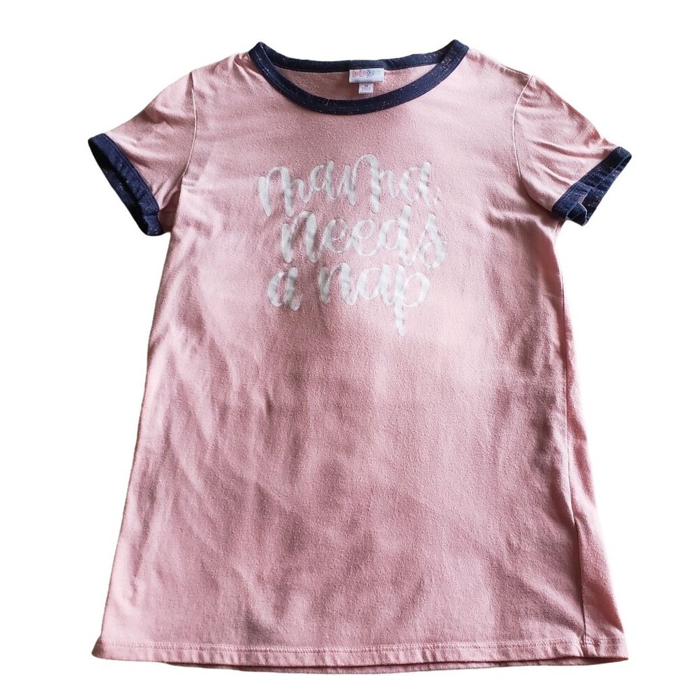 LulaRoe Liv T-Shirt Pajama Top Pink Mama Needs A Nap Sleepwear Women's Size M - Picture 6 of 9